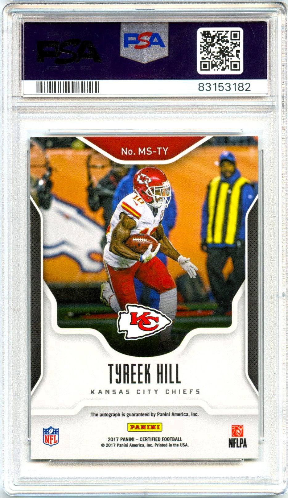 Tyreek Hill 2017 Panini Certified Mirror Signatures Auto SP 67/99 PSA 9