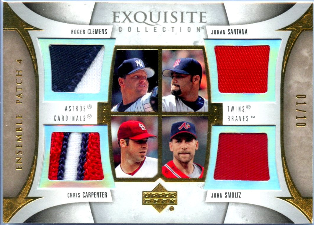 Clemens Santana Carpenter Smoltz 2006 UD Exquisite Quad Game Used Patch SP 1/10-1