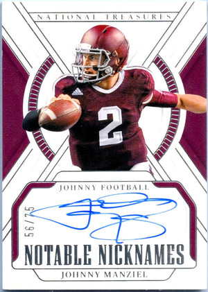 Johnny Manziel 2025 National Treasures Collegiate Notable Nicknames Auto SP 56/75