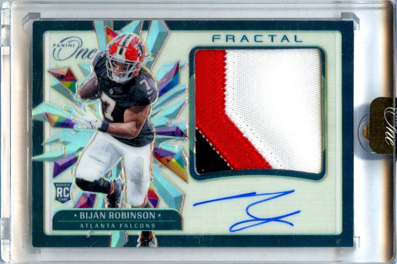Bijan Robinson RC 2023 Panini One Fractal Rookie Patch Auto SP 4/60