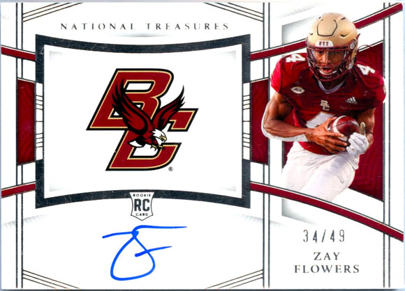 Product Zay Flowers RC 2023 National Treasures Collegiate Team Logo Rookie Auto SP 34/49 Link