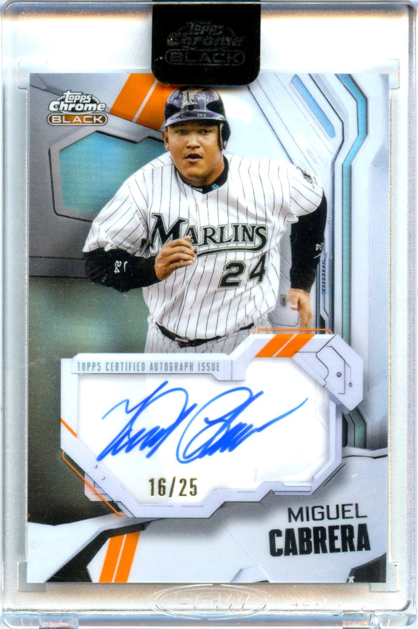Miguel Cabrera 2026 Topps Chrome Black Orange Auto SP 16/25-1
