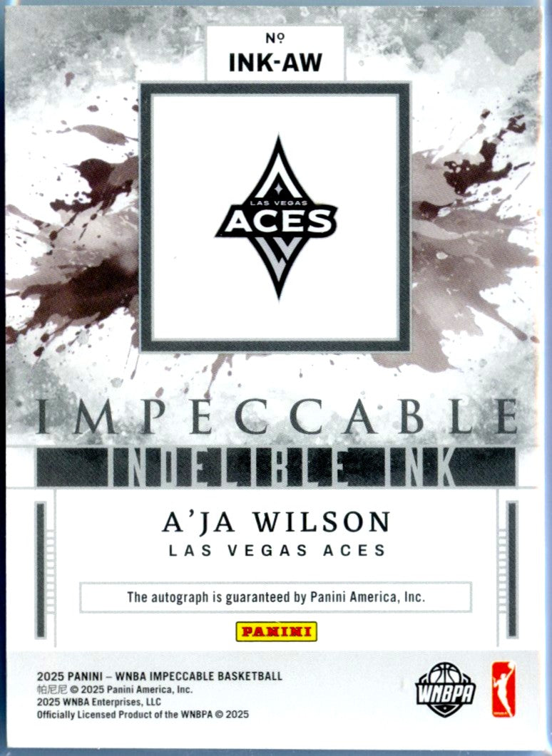 A'ja Wilson 2025 Impeccable WNBA Indelible Ink Auto SP 31/35-2