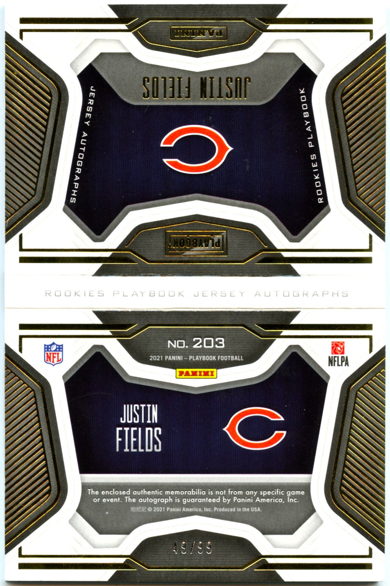 Justin Fields RC 2021 Panini Playbook Booklet Rookie Patch Auto SP 49/99-2