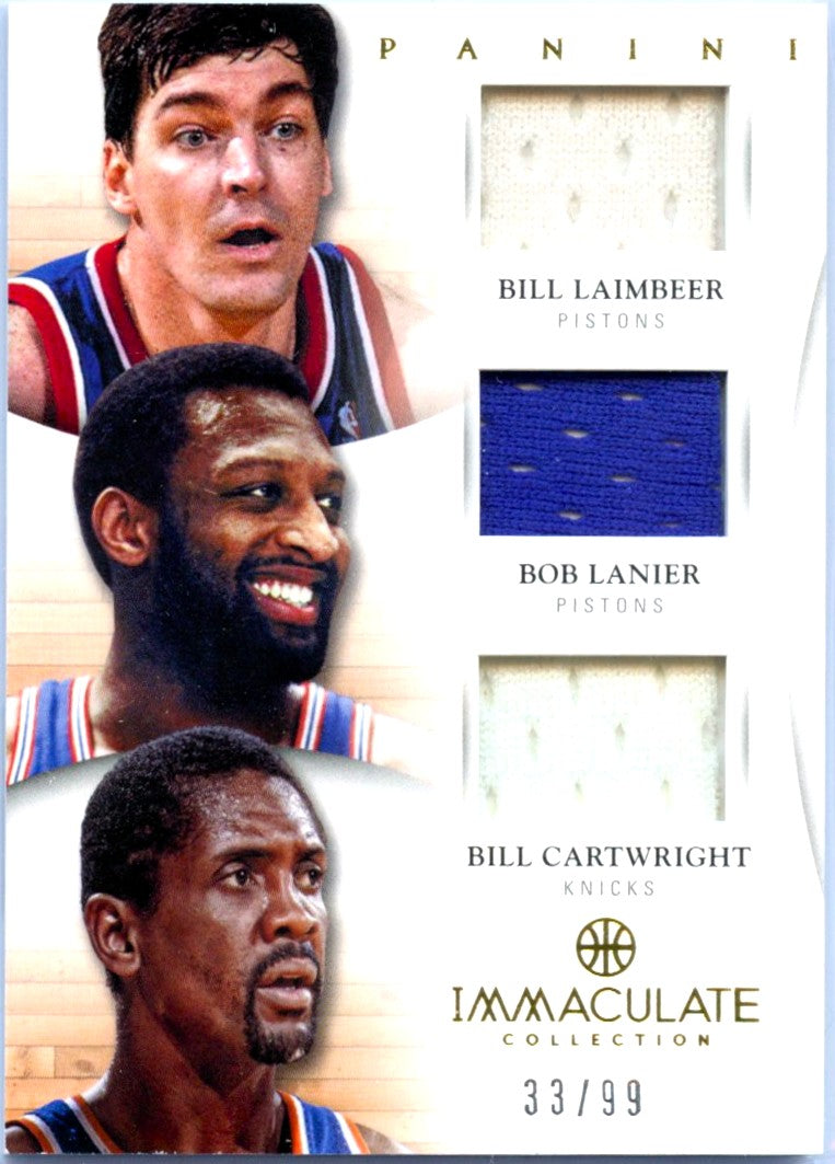 Laimbeer Lanier Cartwright 2012-13 Immaculate Triple Game Used Patch SP 33/99