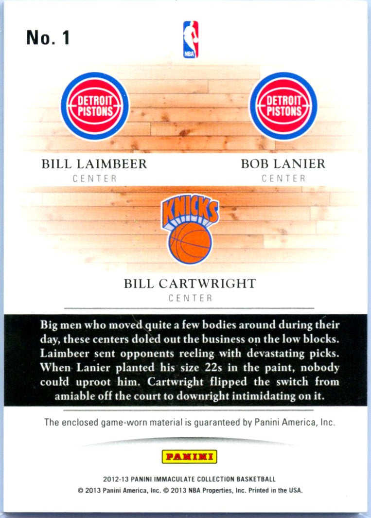 Laimbeer Lanier Cartwright 2012-13 Immaculate Triple Game Used Patch SP 33/99