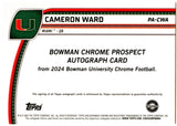 Cameron Ward RC 2024 Bowman University Chrome Prospect Rookie Auto