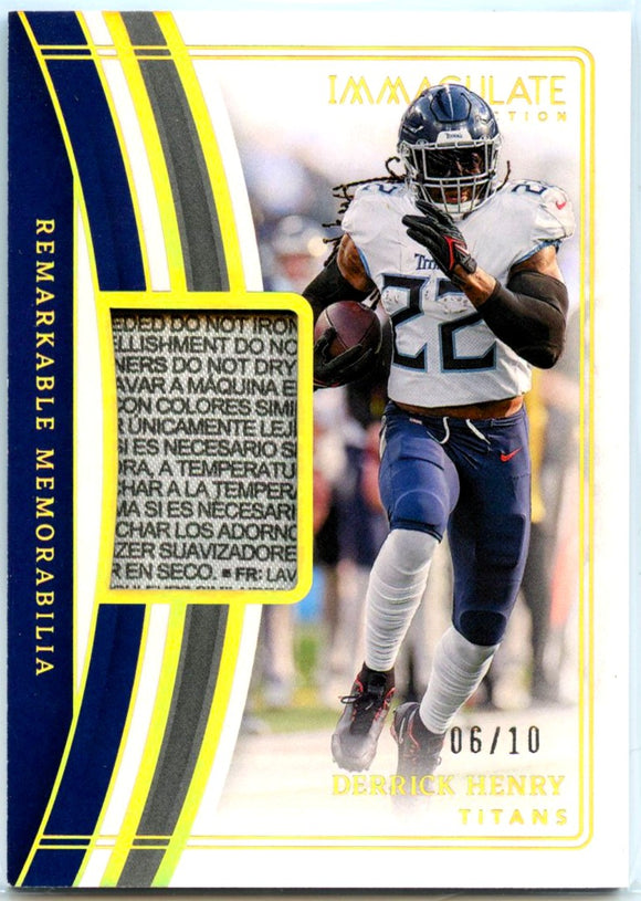 Product Derrick Henry 2023 Immaculate Holo Gold Remarkable Laundry Tag Patch SP 6/10 Link