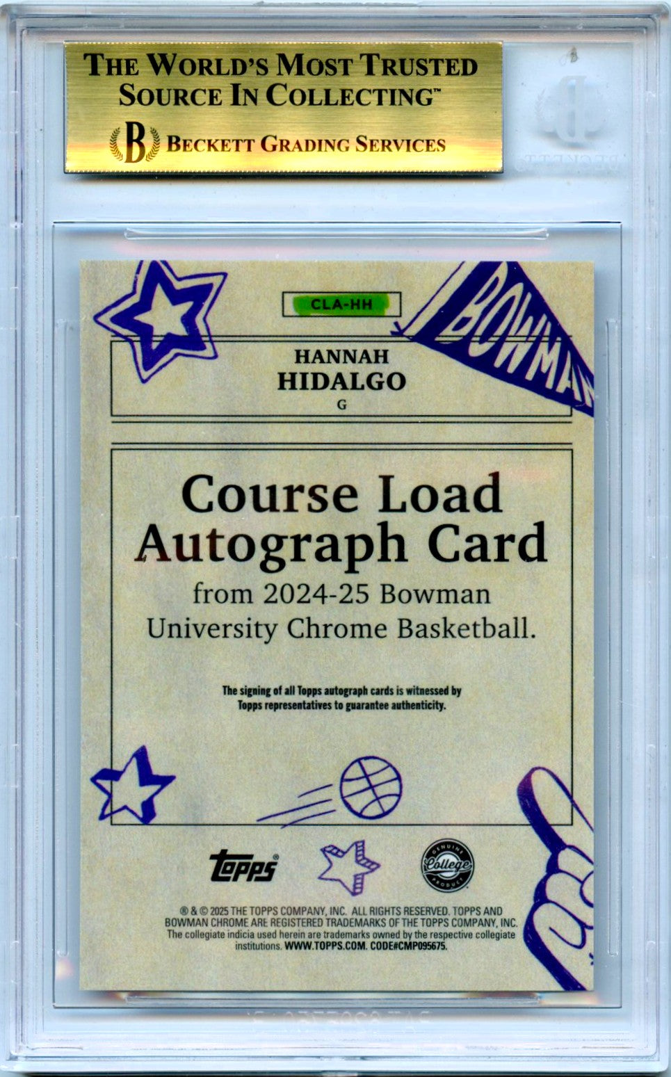 Hannah Hidalgo RC 2024 Bowman U Chrome Course Load Rookie Auto BGS 9.5