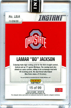 Lamar Bo Jackson RC 2025 Panini Instant NIL Rookie Auto SP 15/99-2