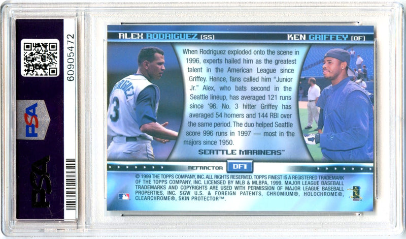 Ken Griffey Jr Alex Rodriguez 1999 Topps Finest Refractor Double Feature PSA 9-2