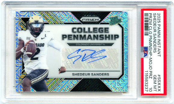 Product Shedeur Sanders RC 2025 Panini Prizm Mojo College Penmanship Rookie Auto SP 7/99 PSA 10 Link