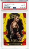 The Rock 2023 Panini Select WWE Premier Level Gold Wave SP 1/10 PSA 8