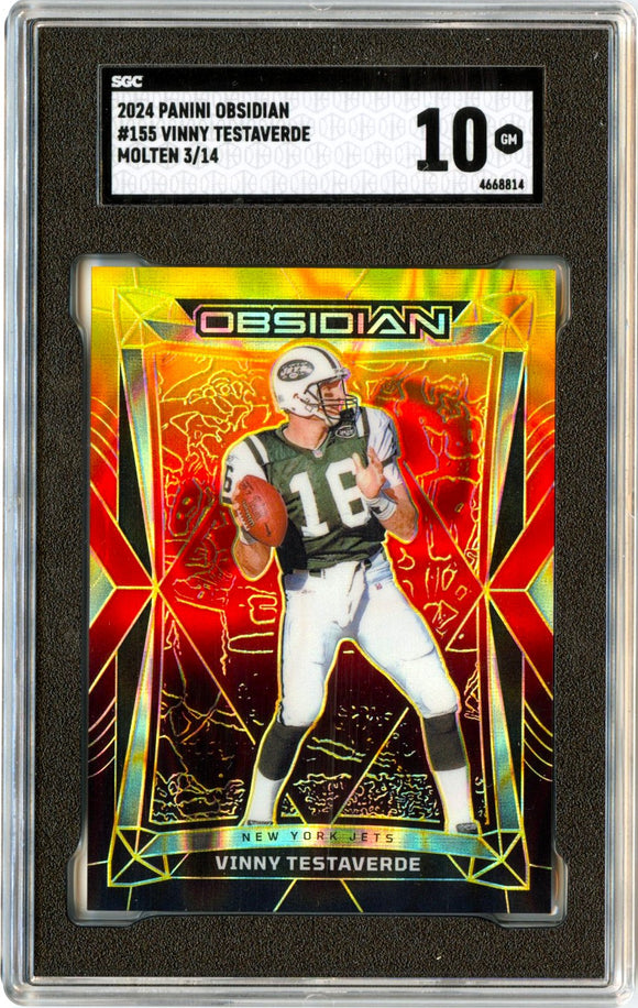 Product Vinny Testaverde 2024 Panini Obsidian Molten 3/14 SGC 10 Link