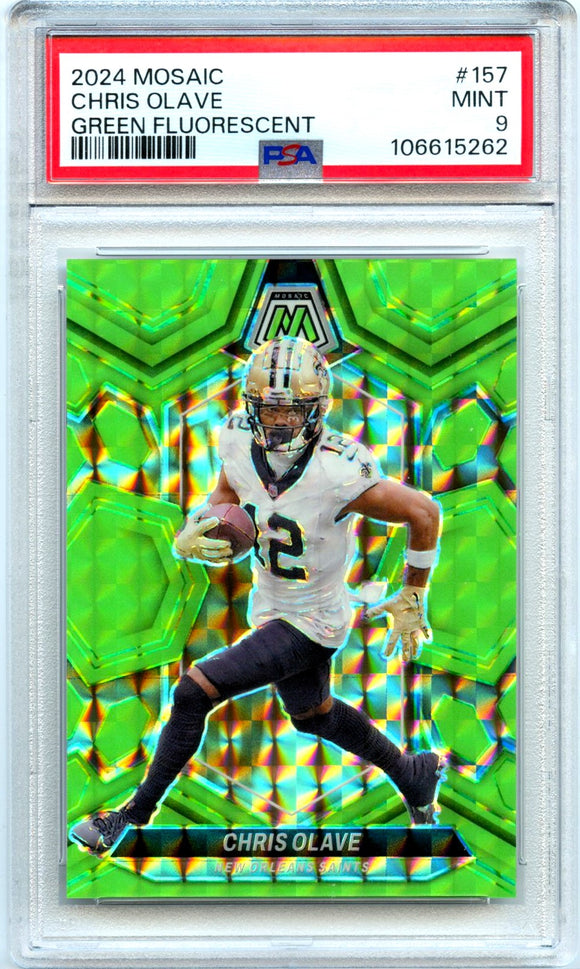 Product Chris Olave 2024 Panini Mosaic Green Fluorescent SP 8/10 PSA 9 Link