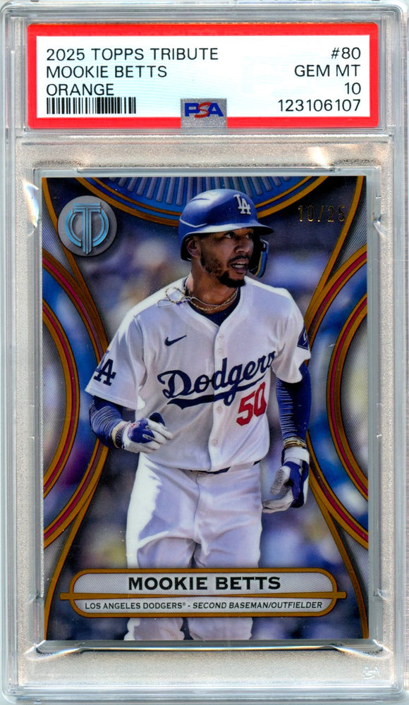Product Mookie Betts 2025 Topps Tribute Orange SP 10/25 PSA 10 Link