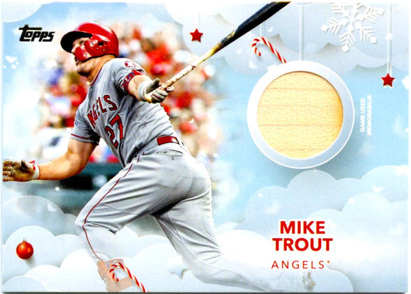 Mike Trout 2020 Topps Holiday Game Used Bat Piece