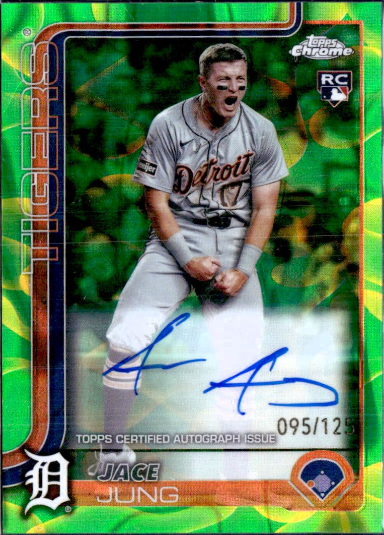Jace Jung RC 2025 Topps Chrome Green Yellow Lava Lamp Rookie Auto SP 95/125-1