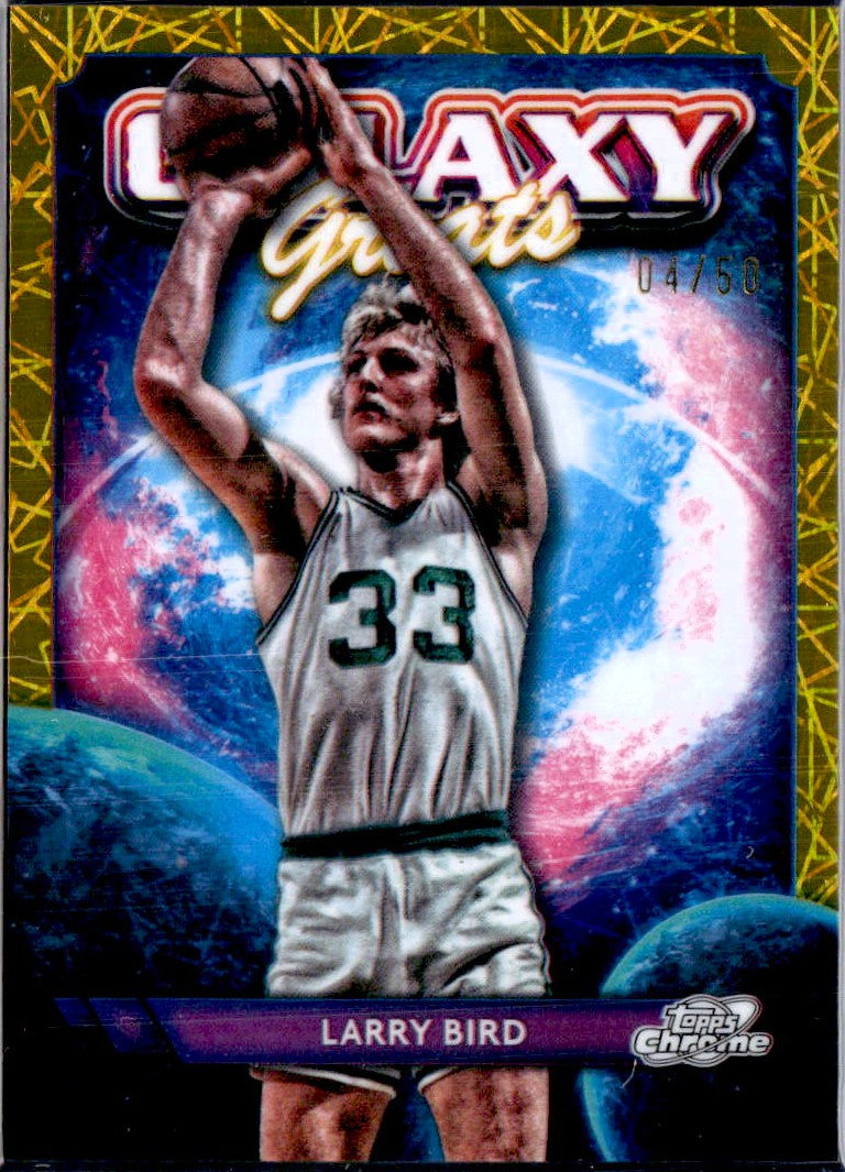 Larry Bird 2023-24 Topps Cosmic Chrome Gold Interstellar Galaxy Greats SP 4/50-1