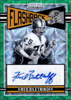 Fred Biletnikoff 2025 Panini Prizm Green Scope Flashback Auto SP 18/75-1