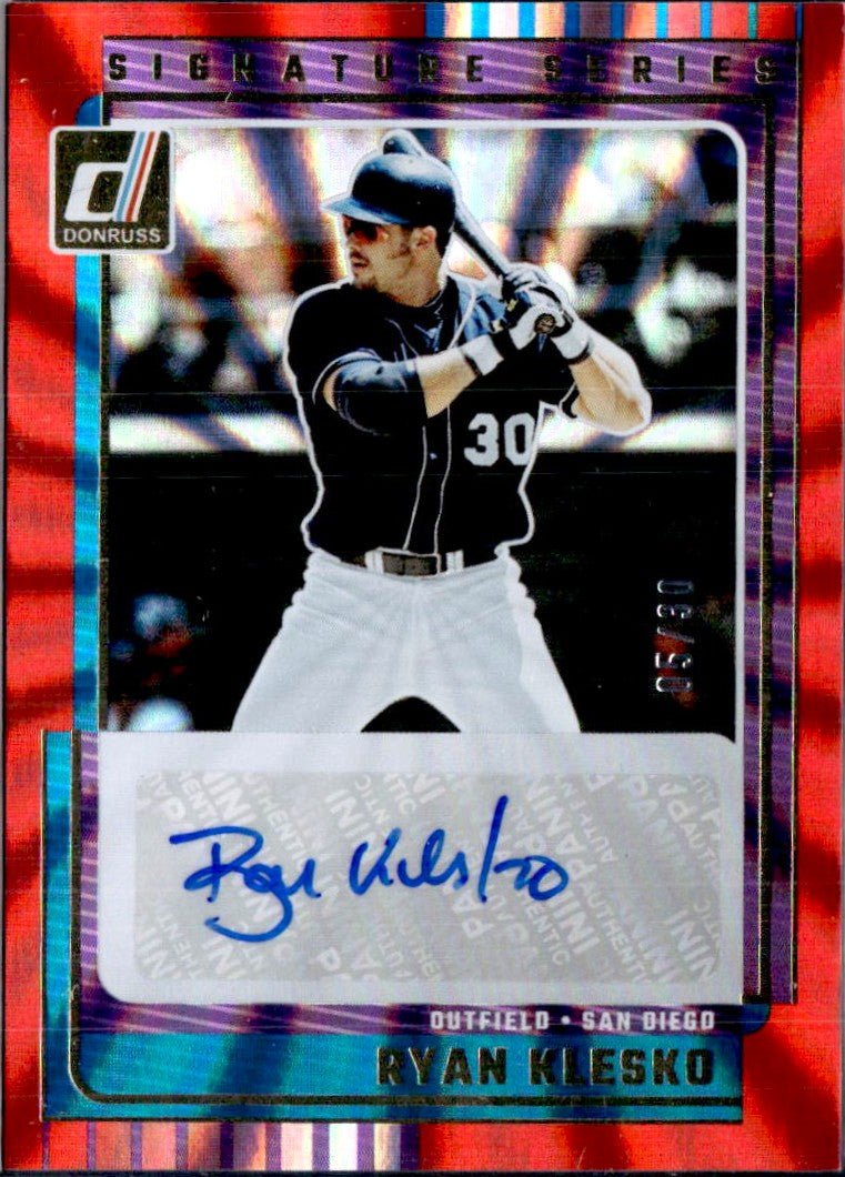 Ryan Klesko 2025 Donruss Red Laser Signature Series Auto SP 5/30-1