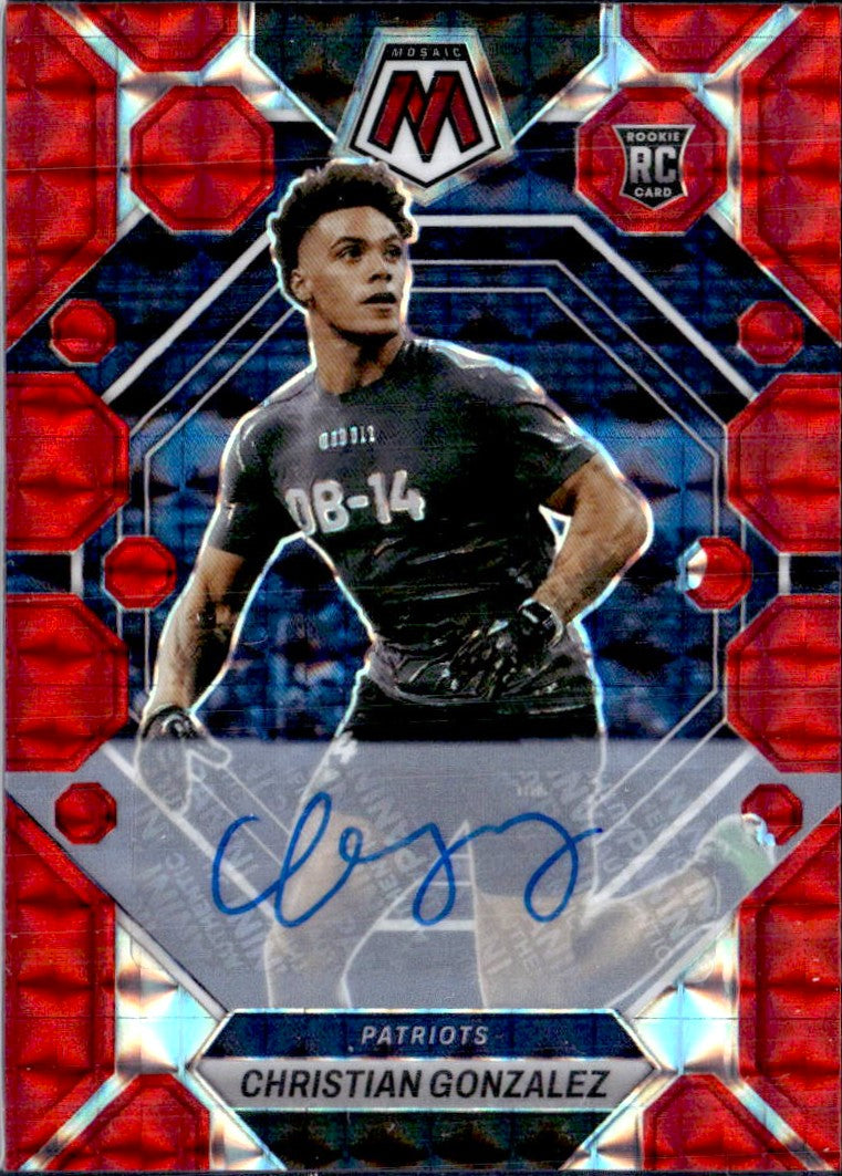 Christian Gonzalez RC 2023 Panini Mosaic Red Rookie Auto SP 176/199