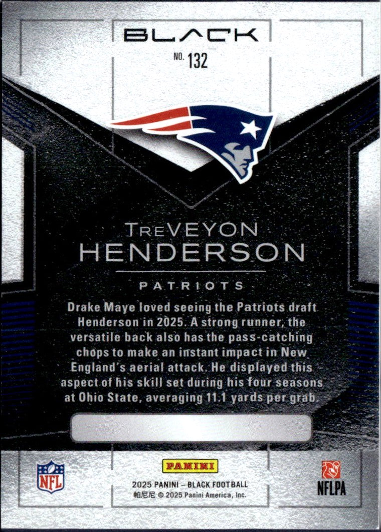 Treveyon Henderson RC 2025 Panini Black Green Rookie SP 5/15-2