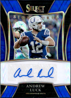Andrew Luck 2021 Panini Select Blue Prizm Signature Auto SP 19/50-1