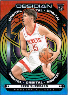 Reed Sheppard RC 2024-25 Panini Obsidian Hot Spring Flood Orbital Rookie SP 10/15-1
