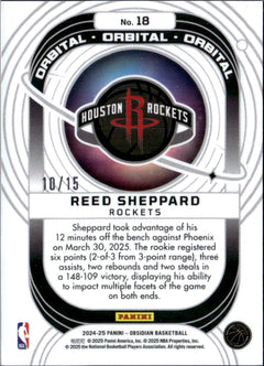 Reed Sheppard RC 2024-25 Panini Obsidian Hot Spring Flood Orbital Rookie SP 10/15-2