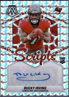 Bucky Irving RC 2024 Panini Mosaic Silver Mosaic Scripts Rookie Auto-1