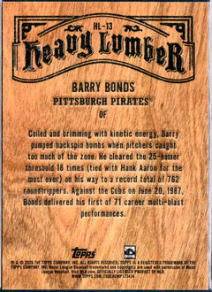 Barry Bonds 2026 Topps Heavy Lumber SSP-2
