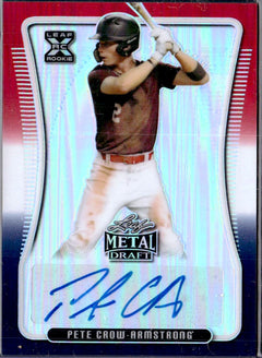 Pete Crow-Armstrong RC 2020 Leaf Metal Draft Red White Blue Prismatic Rookie Auto SP 1/10-1