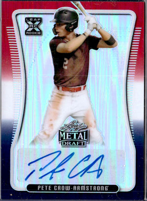 Pete Crow-Armstrong RC 2020 Leaf Metal Draft Red White Blue Prismatic Rookie Auto SP 1/10