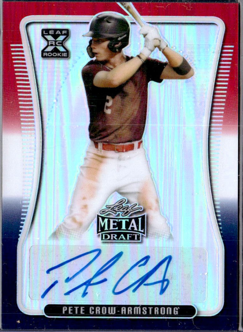 Pete Crow-Armstrong RC 2020 Leaf Metal Draft Red White Blue Prismatic Rookie Auto SP 1/10-1