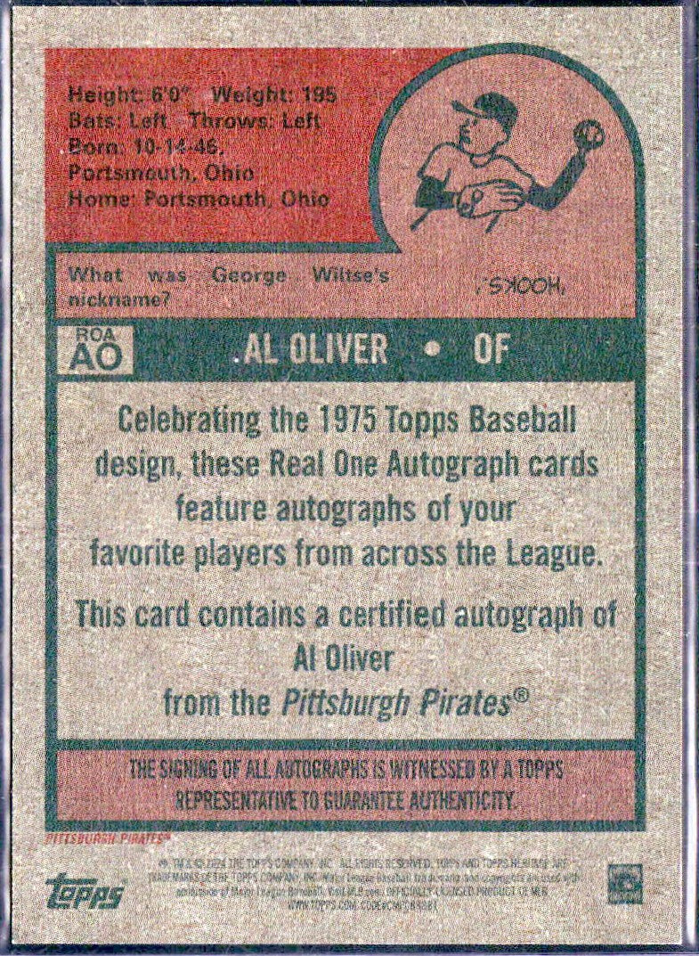 Al Oliver 2024 Topps Heritage Real One On Card Auto-2