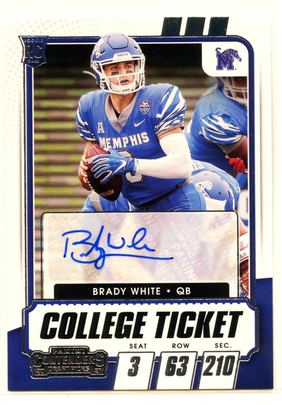 Brady White RC 2020 Panini Contenders Draft Picks College Ticket Rookie Auto SP Memphis Tigers