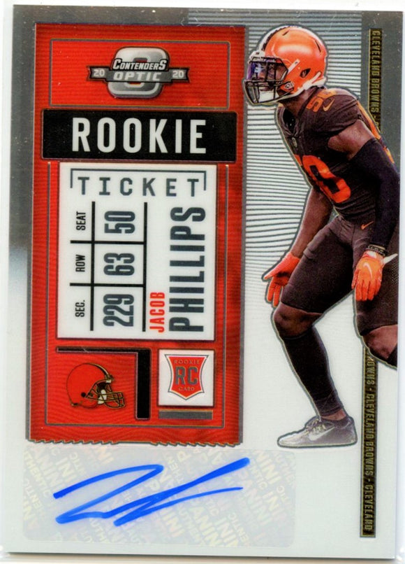 Jacob Phillips RC 2020 Contenders Optic Rookie Ticket Auto #177 Cleveland Browns