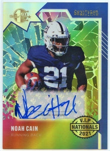 Noah Cain 2021 Wild Card Pre Rookie Edition VIP Nationals Shattered Auto Penn State